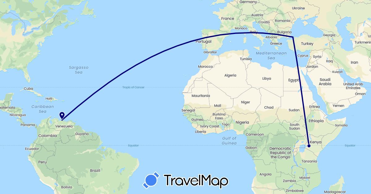 TravelMap itinerary: driving in Kenya, Turkey, Venezuela (Africa, Asia, South America)